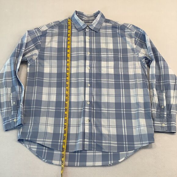 Gap The Big Shirt Mens Small Plaid Shirt Blue White Long Sleeve Button Up Casual - Picture 8 of 13